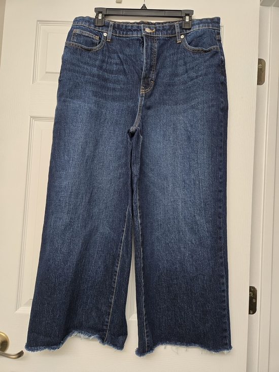 Free Assembly Denim - Women’s Wide Leg Crop Dark Blue Denim Jeans